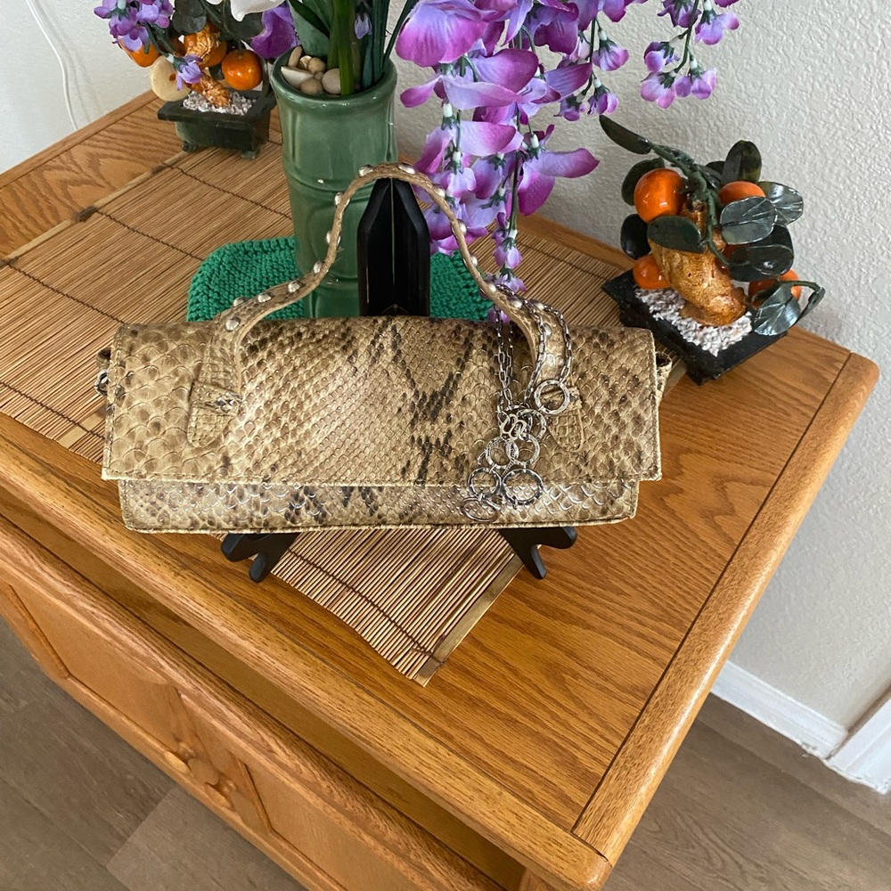 Rampage Vintage Leather Snake Print Mini Handbag
